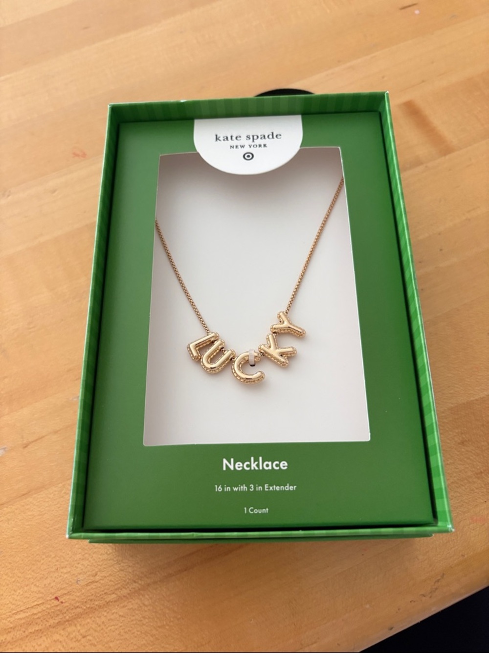 kate spade gold-tone 'LUCKY' Letter Charm Necklace